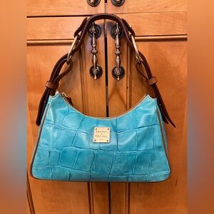 Dooney & Bourke Blue Croc-Embossed Shoulder Bag